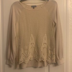 Democracy cream size small shirt with lace